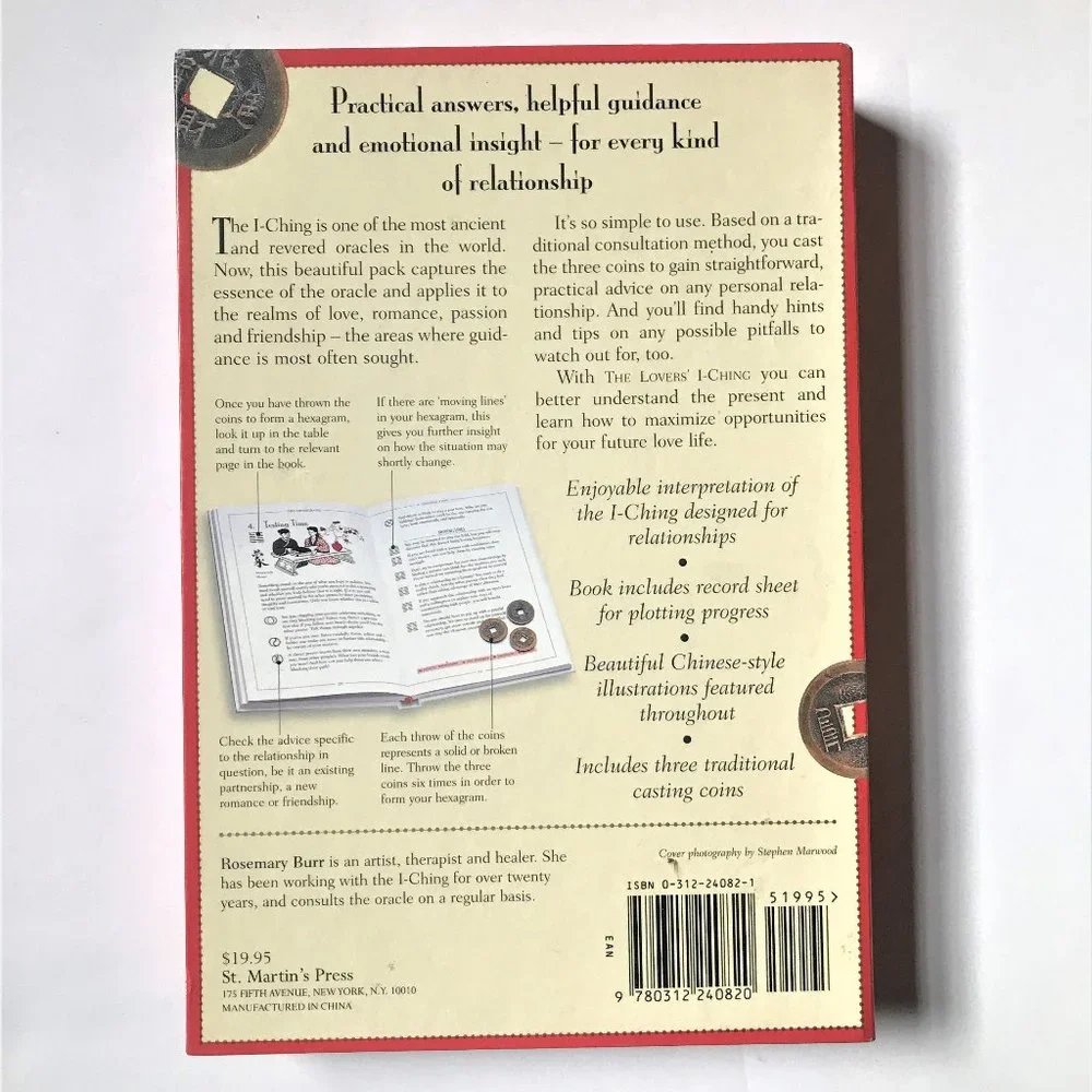 The Lovers' I-Ching by Rosemary Burr, Incl. Illustrated Book & 3 Casting Coins